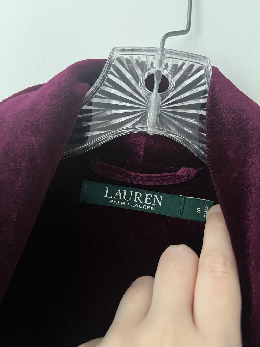 Lauren Ralph Lauren Velvet Shawl Long Bath Robe Logo Red Small - Picture 10 of 13